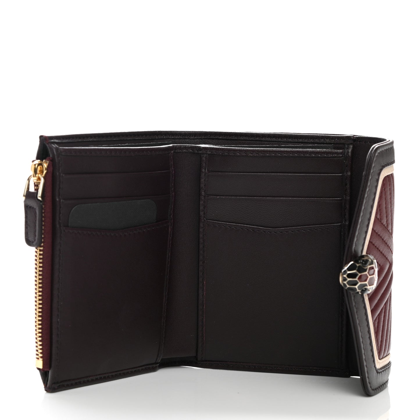 Quilted Nappa Smooth Calfskin Serpenti Forever Diamond Blast Wallet Dark Red