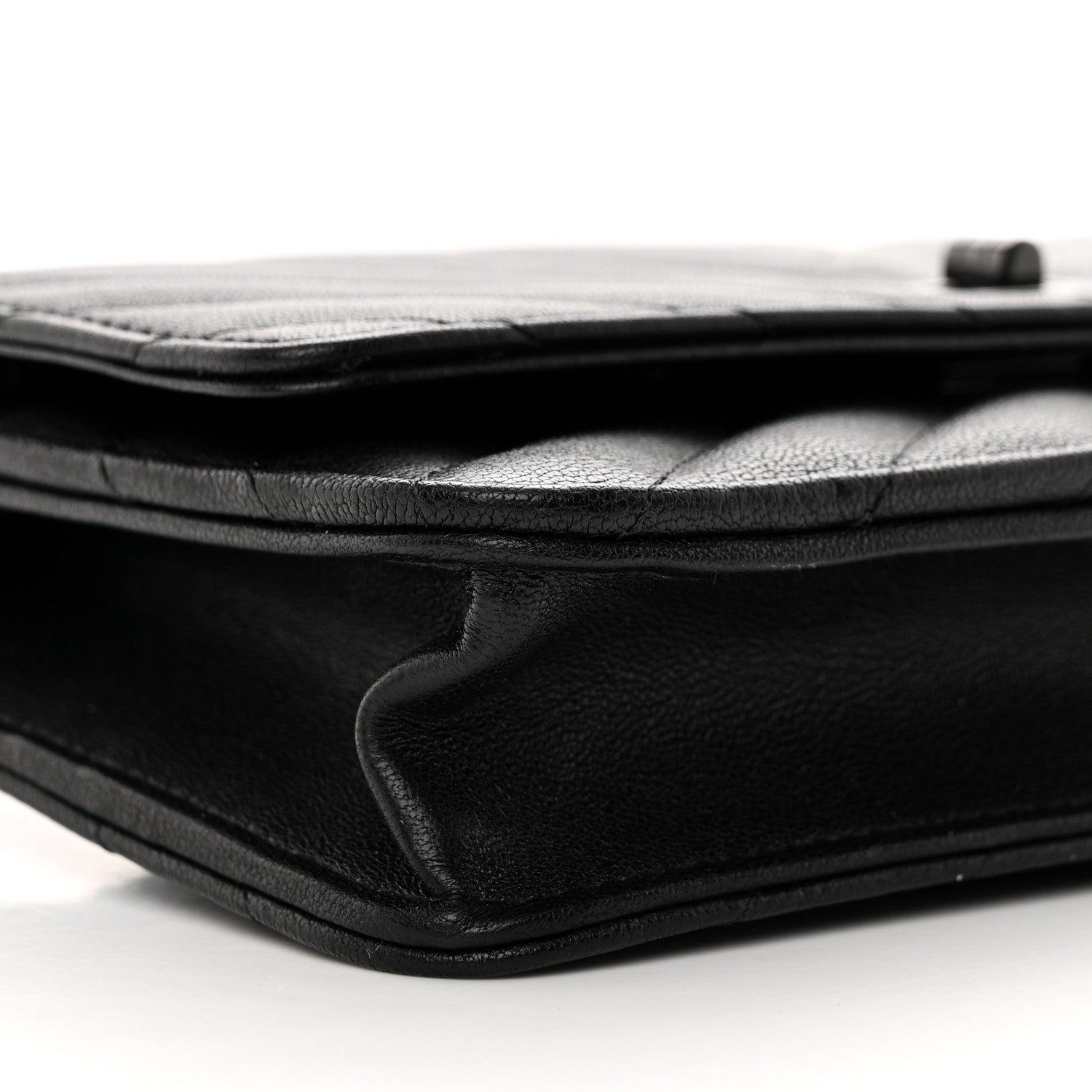 Chanel Sheepskin Chevron Reissue Wallet On Chain WOC So Black 10 of 13