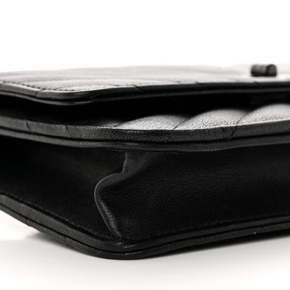 Chanel Sheepskin Chevron Reissue Wallet On Chain WOC So Black 10 of 13