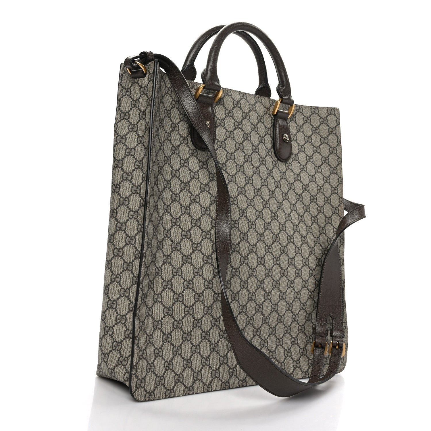 Gucci GG Supreme Monogram Web Animalier Bee Vertical Tote Brown 3 of 9