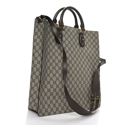 Gucci GG Supreme Monogram Web Animalier Bee Vertical Tote Brown 3 of 9