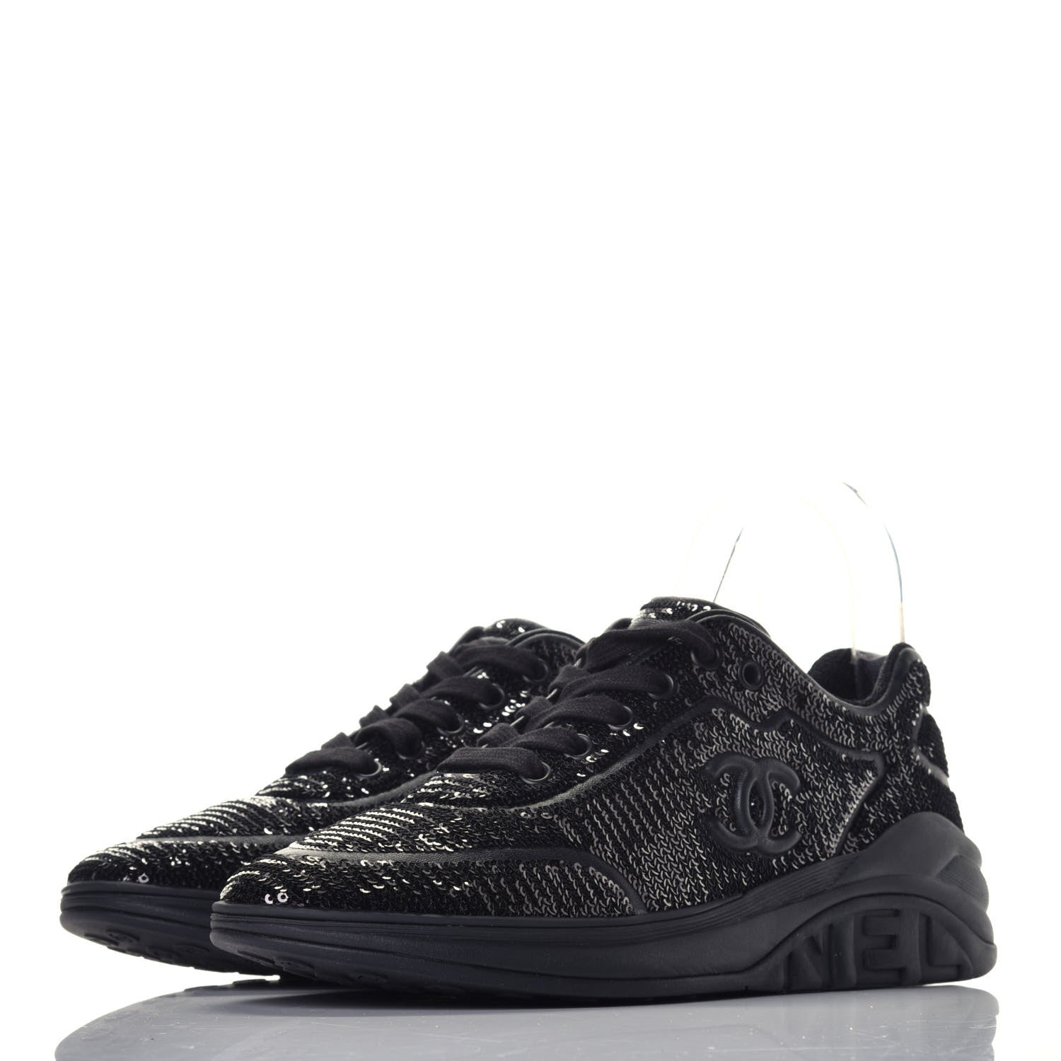 Chanel Sequin CC Sneakers 36 Black 3 of 9