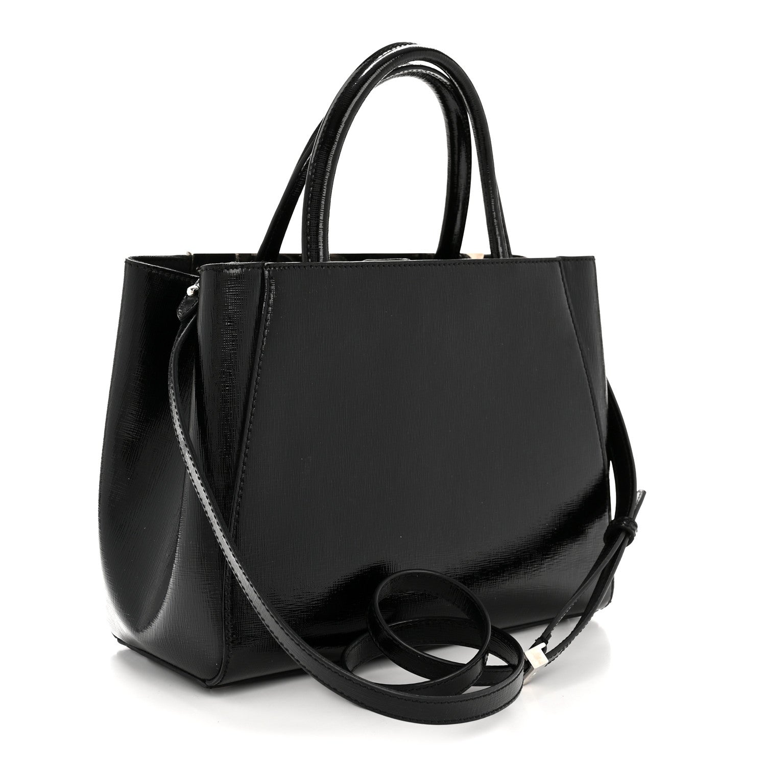 Fendi Patent Vitello Elite Petite 2Jours Tote Black 1833284