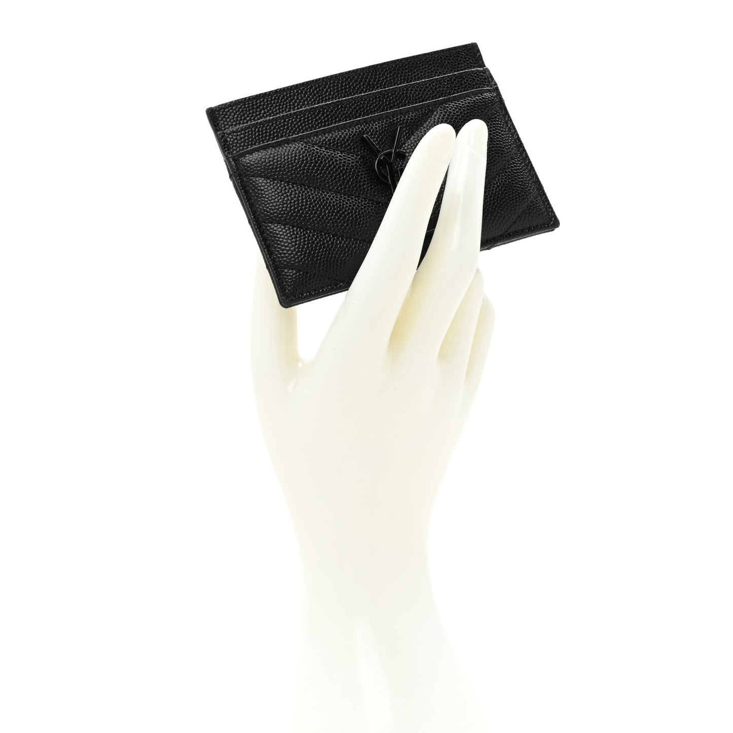 Grain De Poudre Matelasse Chevron Monochrome Monogram Credit Card Case Black