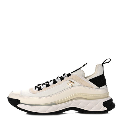 Chanel Velvet Calfskin Mixed Fibers CC Sneakers 39.5 Ivory Black 1 of 8