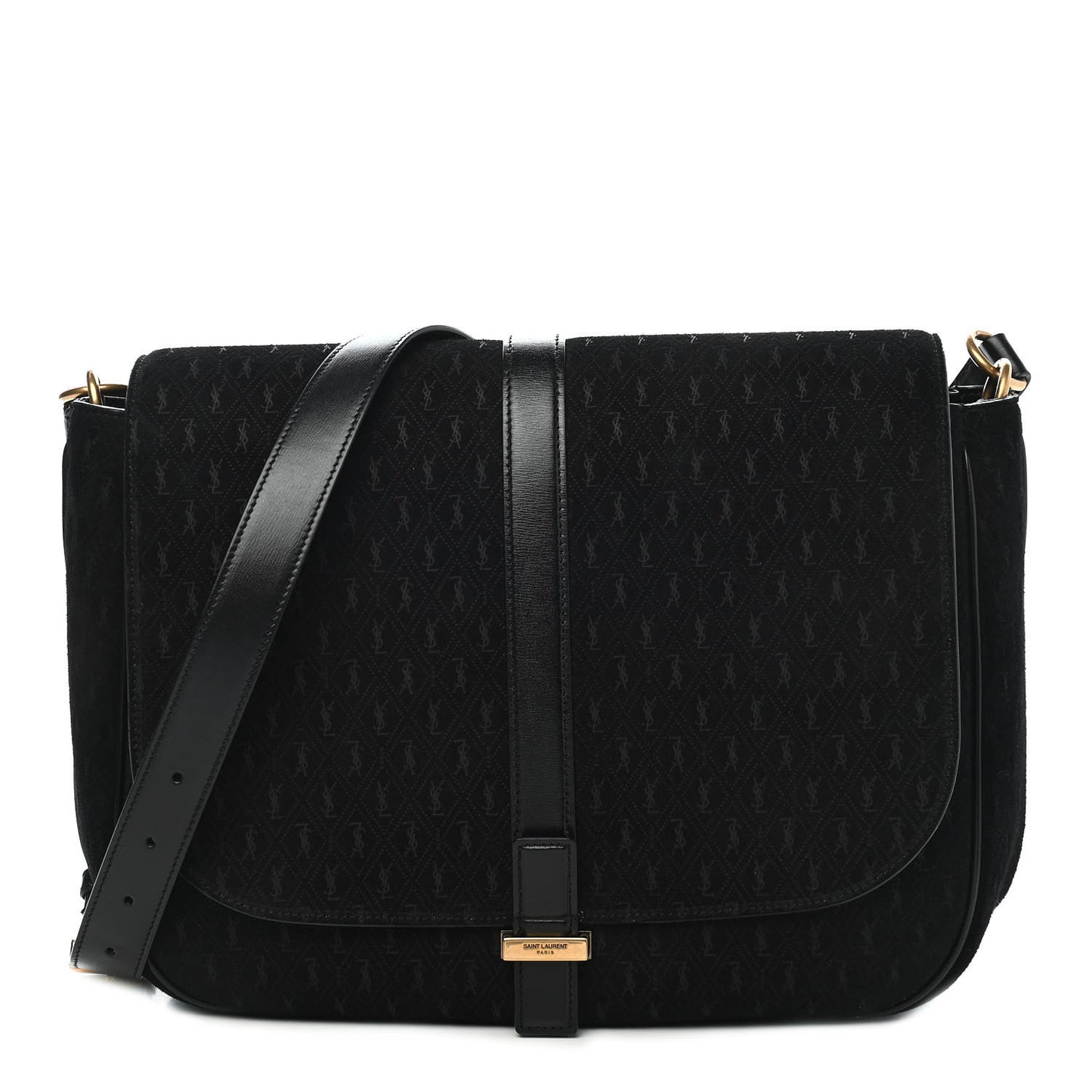 Suede All-Over Monogram Large Le Monogramme Satchel Black