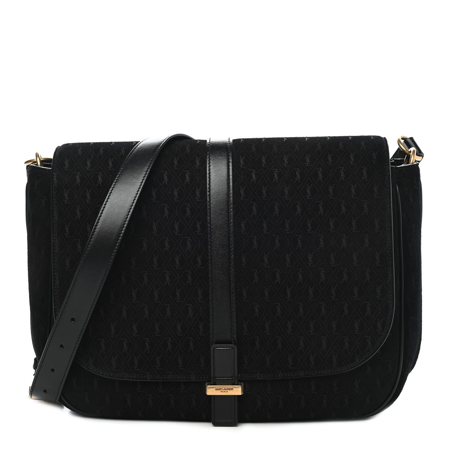 Saint Laurent Suede All-Over Monogram Large Le Monogramme Satchel Black 1 of 9
