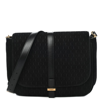 Saint Laurent Suede All-Over Monogram Large Le Monogramme Satchel Black 1 of 9