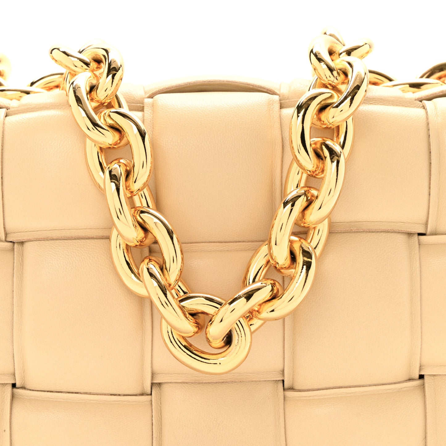 Lambskin Maxi Intreccio Padded Chain Cassette Crossbody Bag Porridge