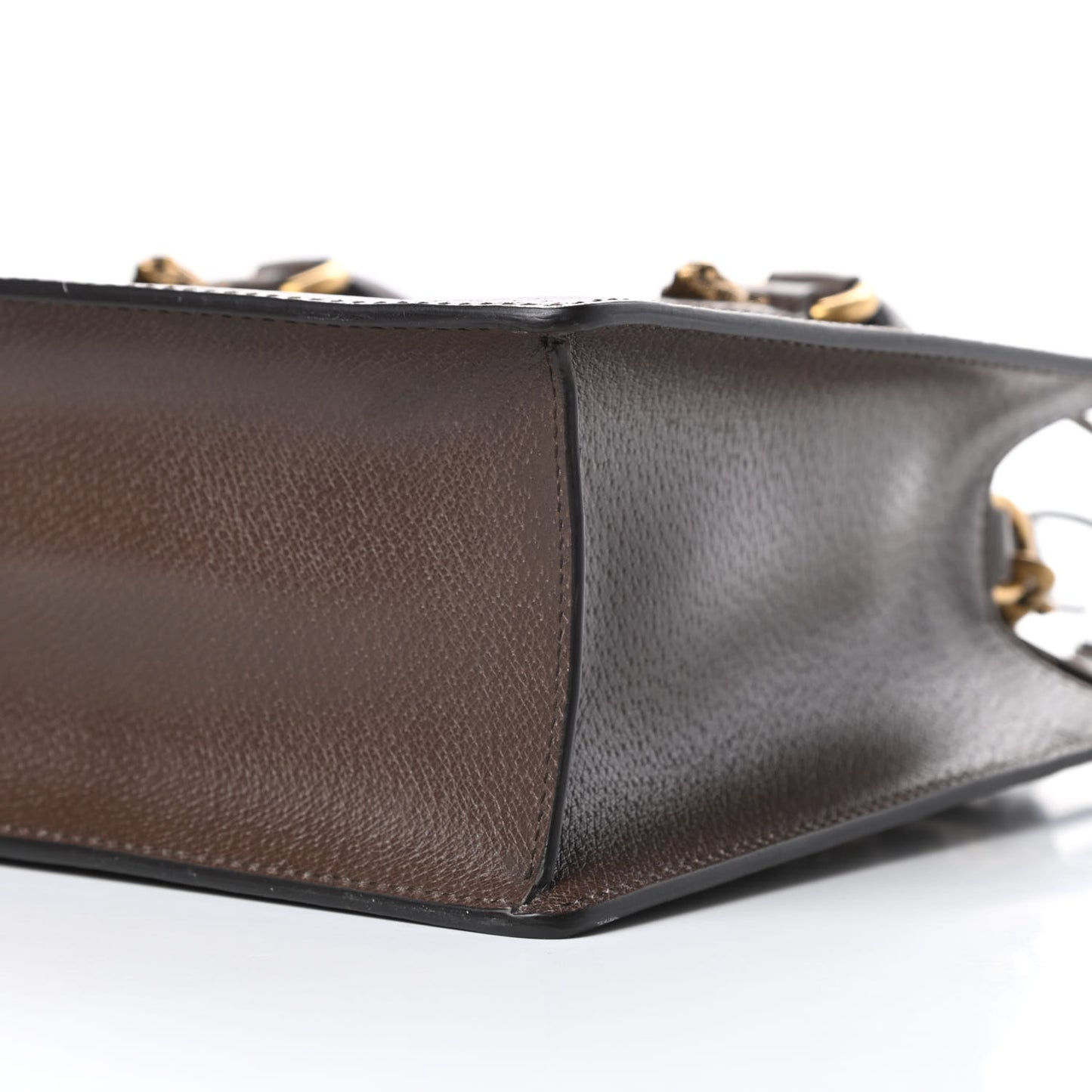 Grained Calfskin Web Medium Animalier Top Handle Tote Brown