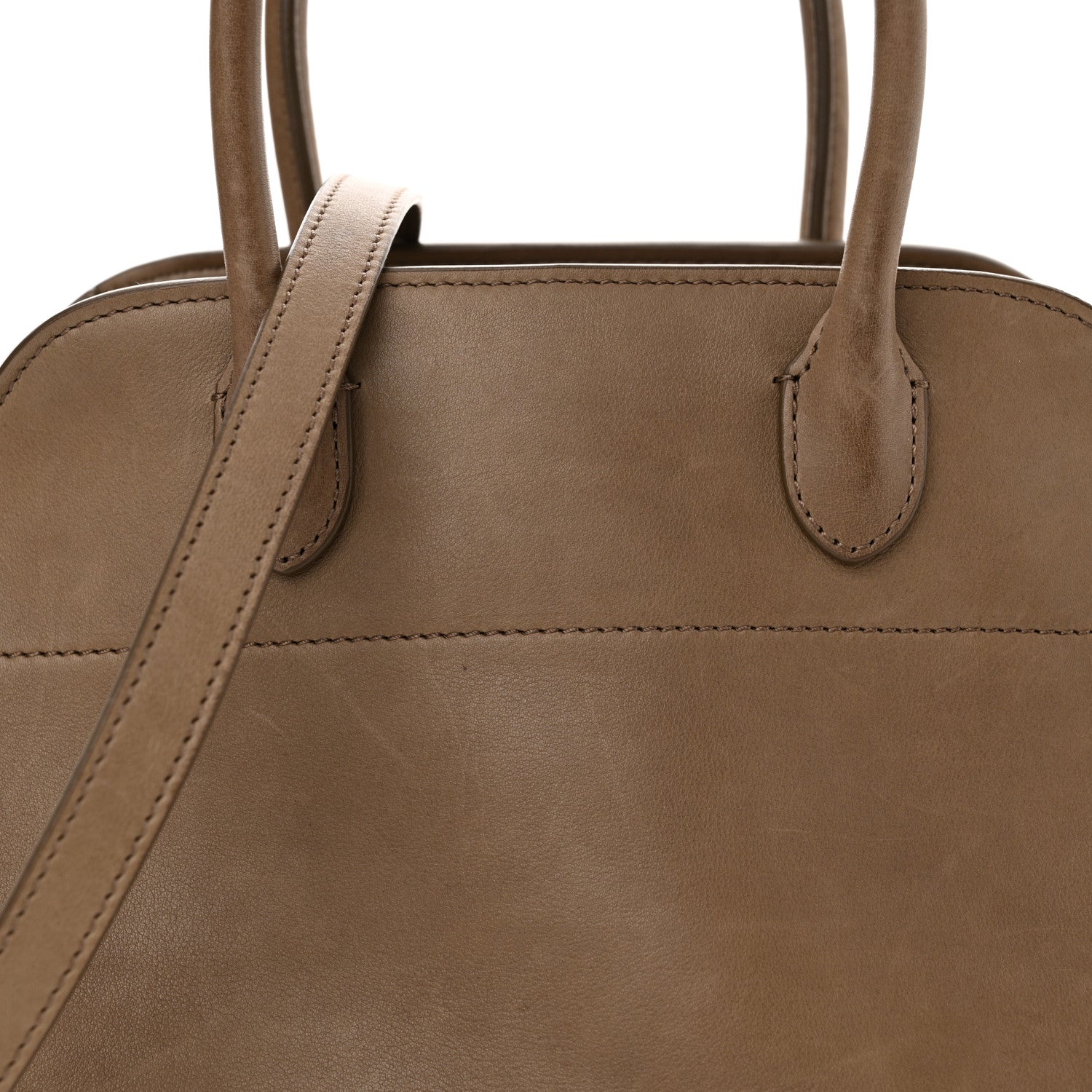 The Row Polished Saddle Calfskin Soft Margaux 10 Bag Mouse Grey 7 of 13