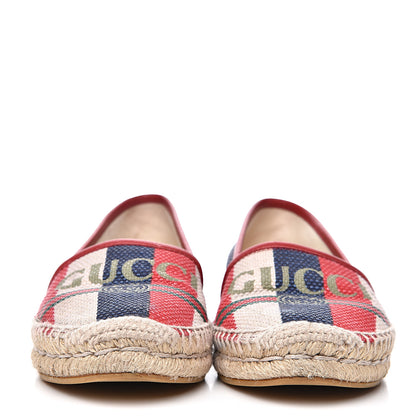 Gucci Canvas Sylvie Stripe Logo Womens Espadrilles 36 Mystic White Hibiscus Red Maritime 2 of 10