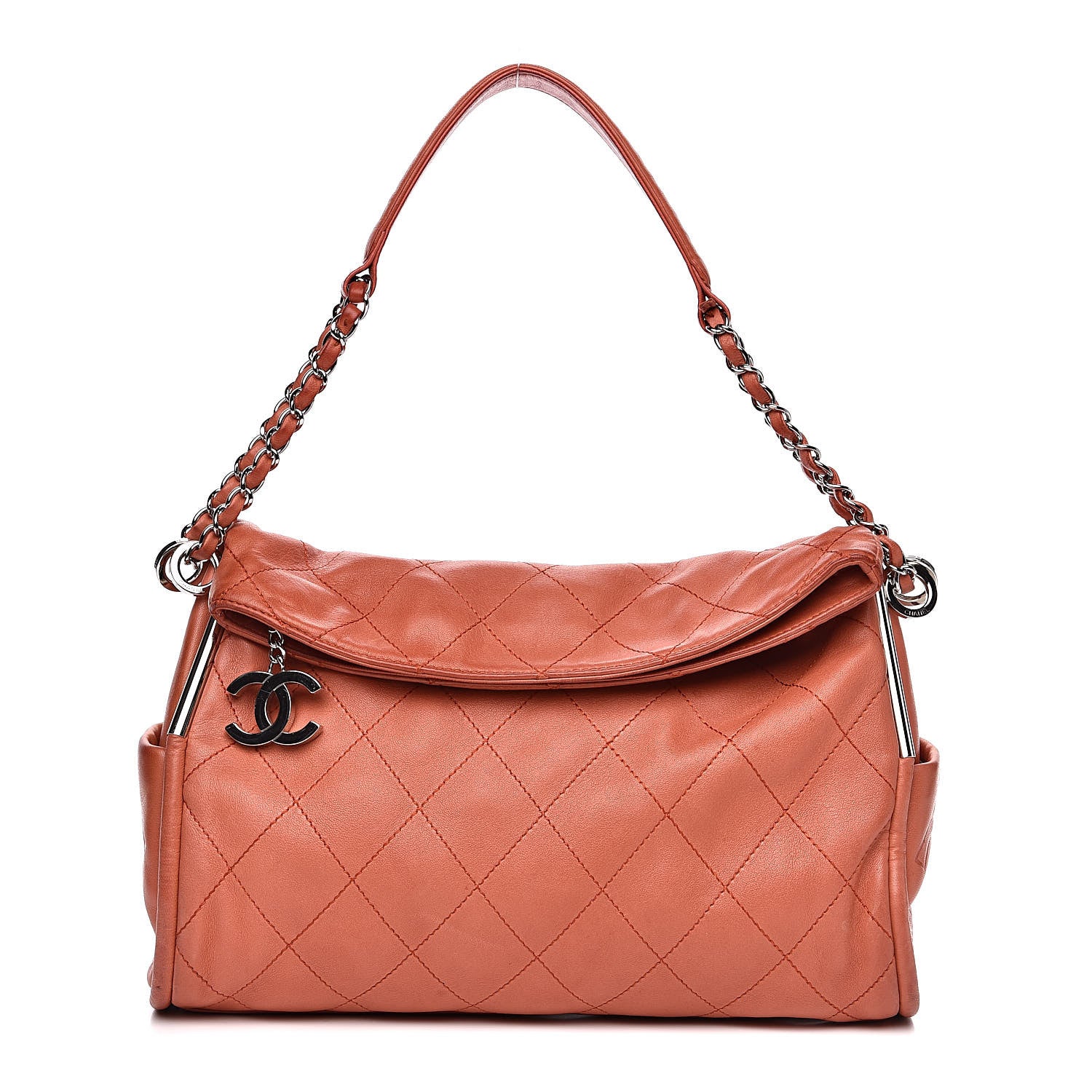Chanel Lambskin Stitched Medium Ultimate Soft Tote Coral 1 of 19