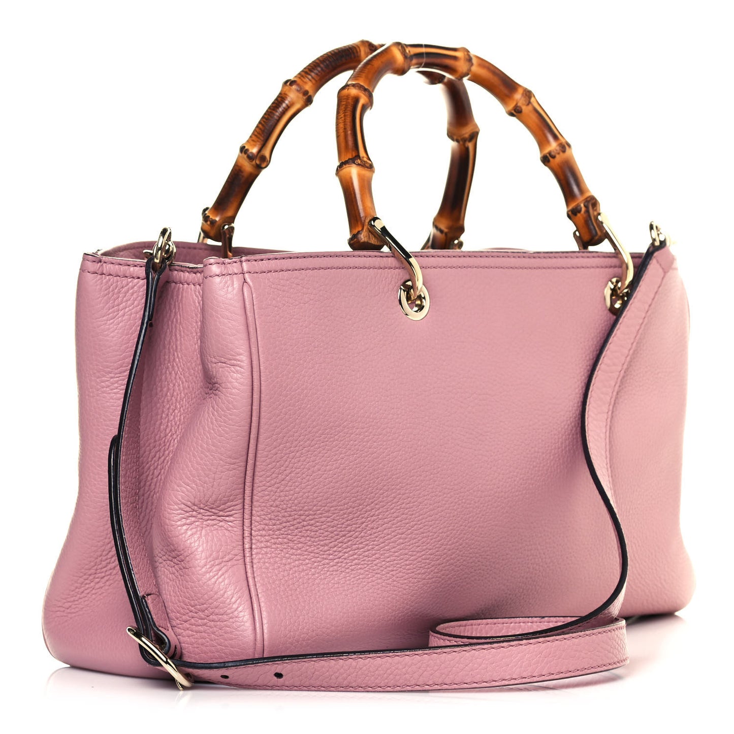 Pebbled Calfskin Medium Bamboo Shopper Tote Pink