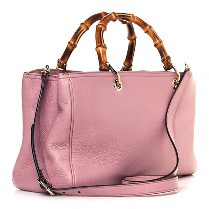 Gucci Pebbled Calfskin Medium Bamboo Shopper Tote Pink 2 of 13