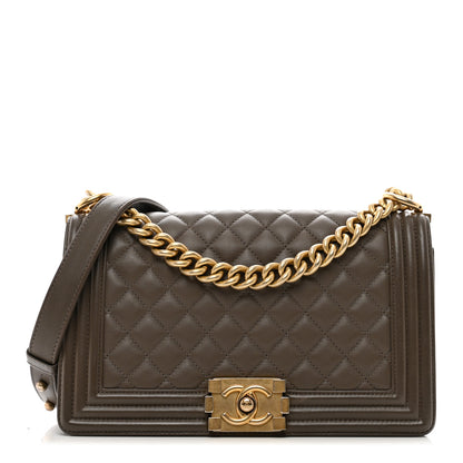 Chanel Calfskin Quilted Medium Boy Flap Dark Beige 1 of 12