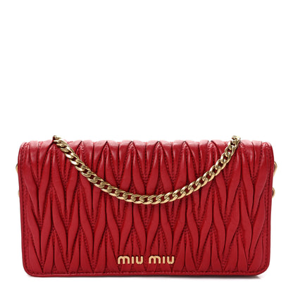 Miu Miu Nappa Matelasse Wallet On Chain Fuoco 1 of 10