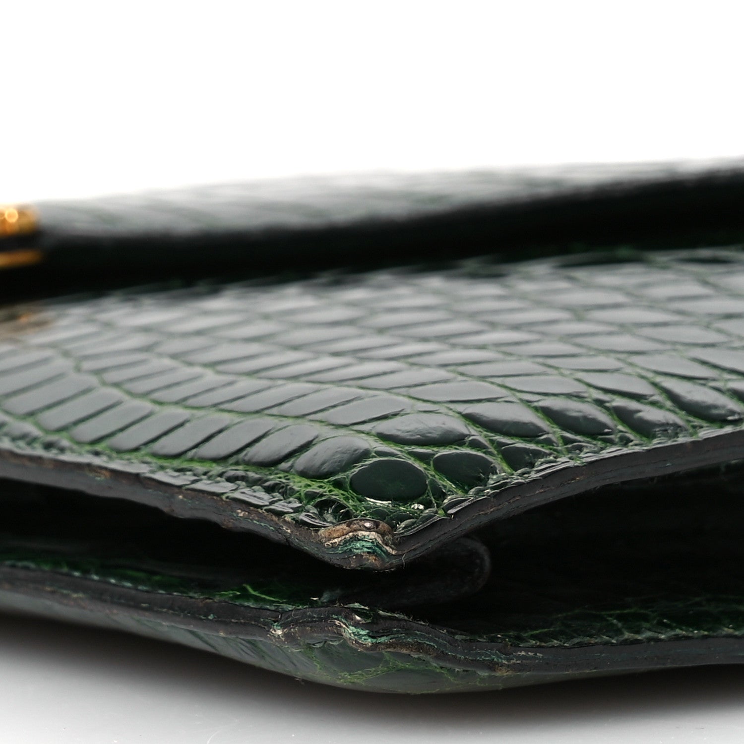 Hermes Shiny Porosus Crocodile Lydie Clutch Vert Fonce 12 of 18