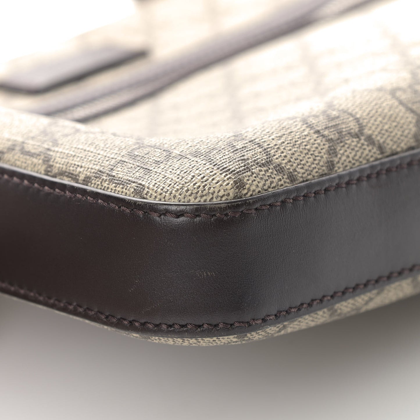 GG Supreme Monogram Selleria Calfskin Small Flat Messenger Bag Beige Ebony Cocoa Marrone Scuro