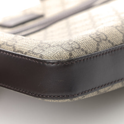 Gucci GG Supreme Monogram Selleria Calfskin Small Flat Messenger Bag Beige Ebony Cocoa Marrone Scuro 7 of 11