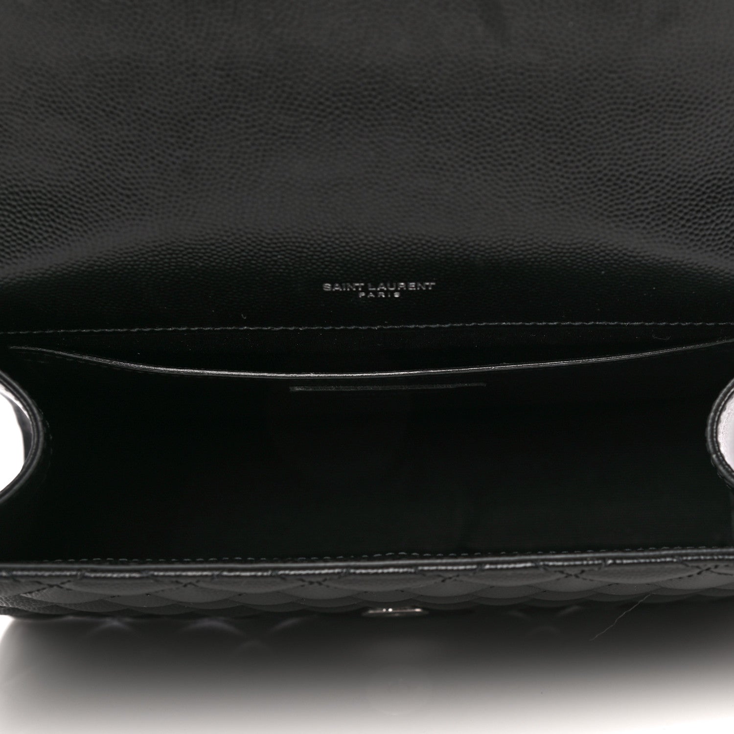 Saint Laurent Grain De Poudre Textured Mixed Matelasse Triquilt Medium Monogram Satchel Black 5 of 10