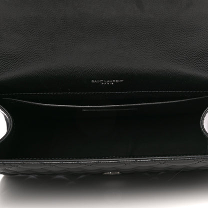 Saint Laurent Grain De Poudre Textured Mixed Matelasse Triquilt Medium Monogram Satchel Black 5 of 10