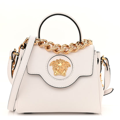 Versace Grained Calfskin Small La Medusa Top Handle Bag Optical White 1 of 10