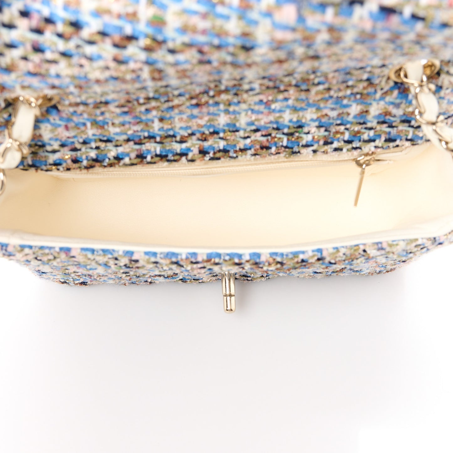 Tweed Quilted Mini Rectangular Flap Blue White