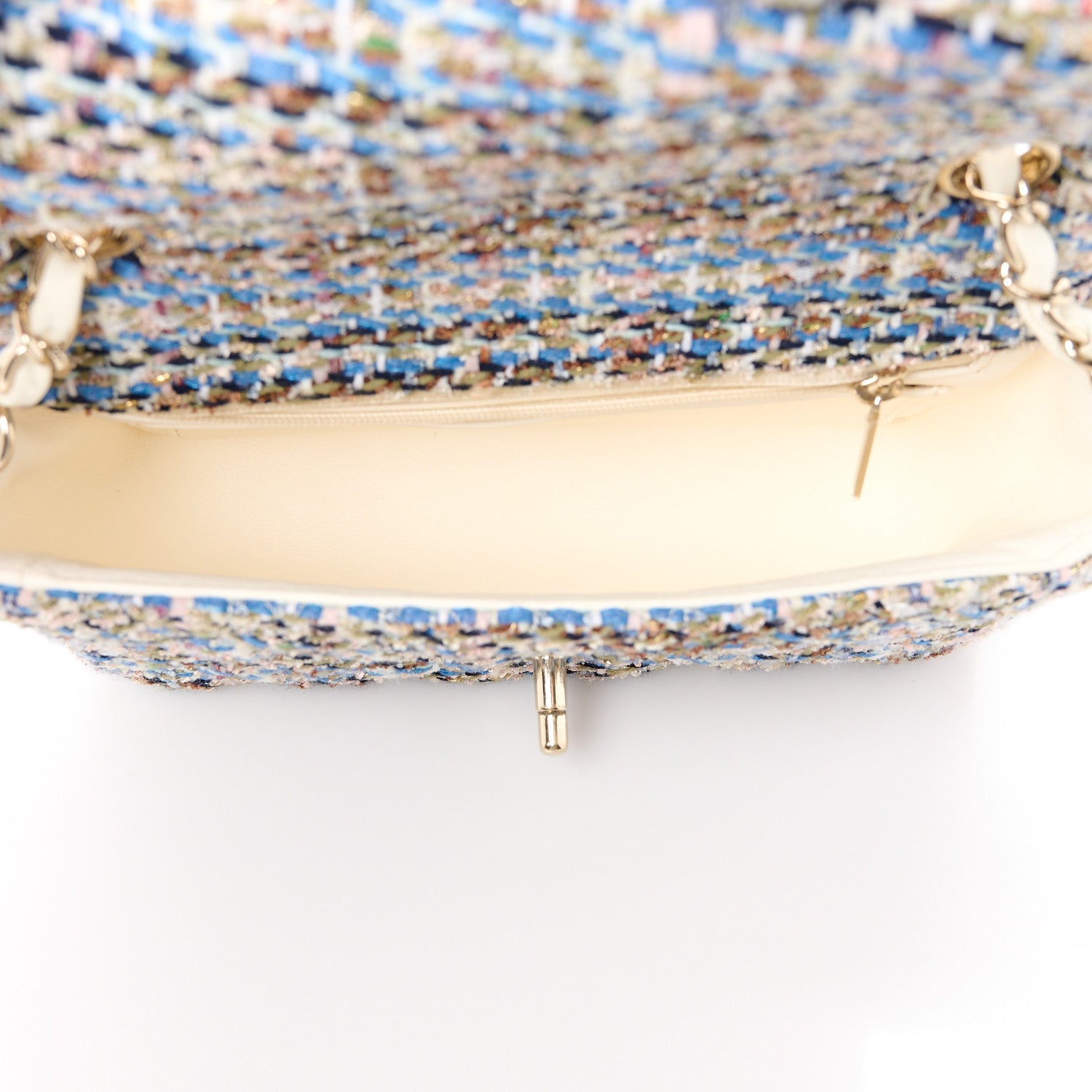 Chanel Tweed Quilted Mini Rectangular Flap Blue White 5 of 12