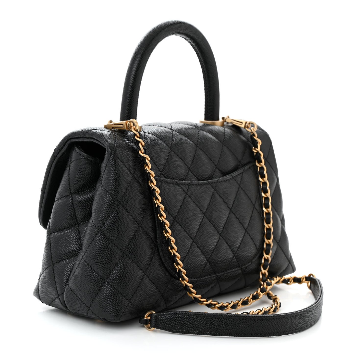 Caviar Quilted Mini Coco Handle Flap Black