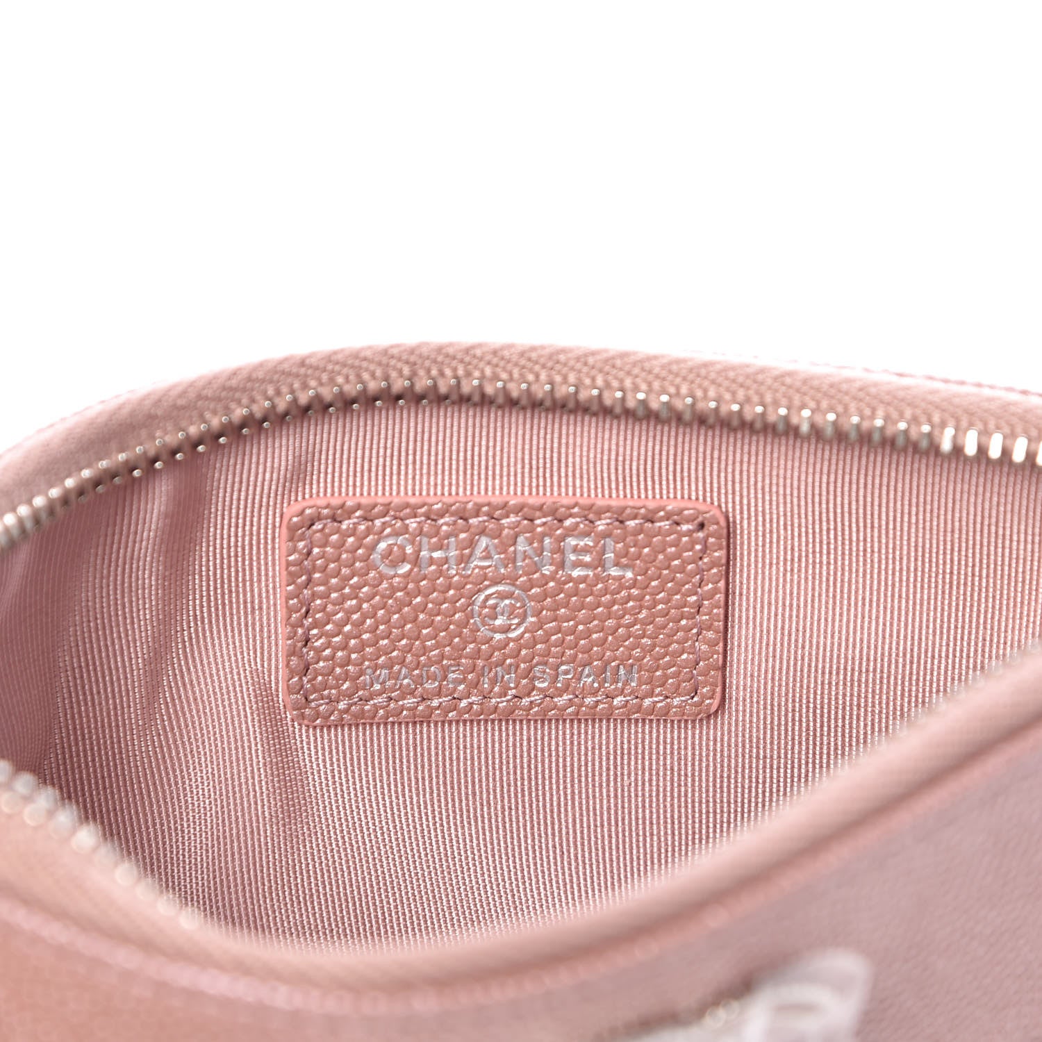 Chanel Metallic Caviar Chevron Quilted Small Vintage Mademoiselle Cosmetic Case Pink 6 of 8