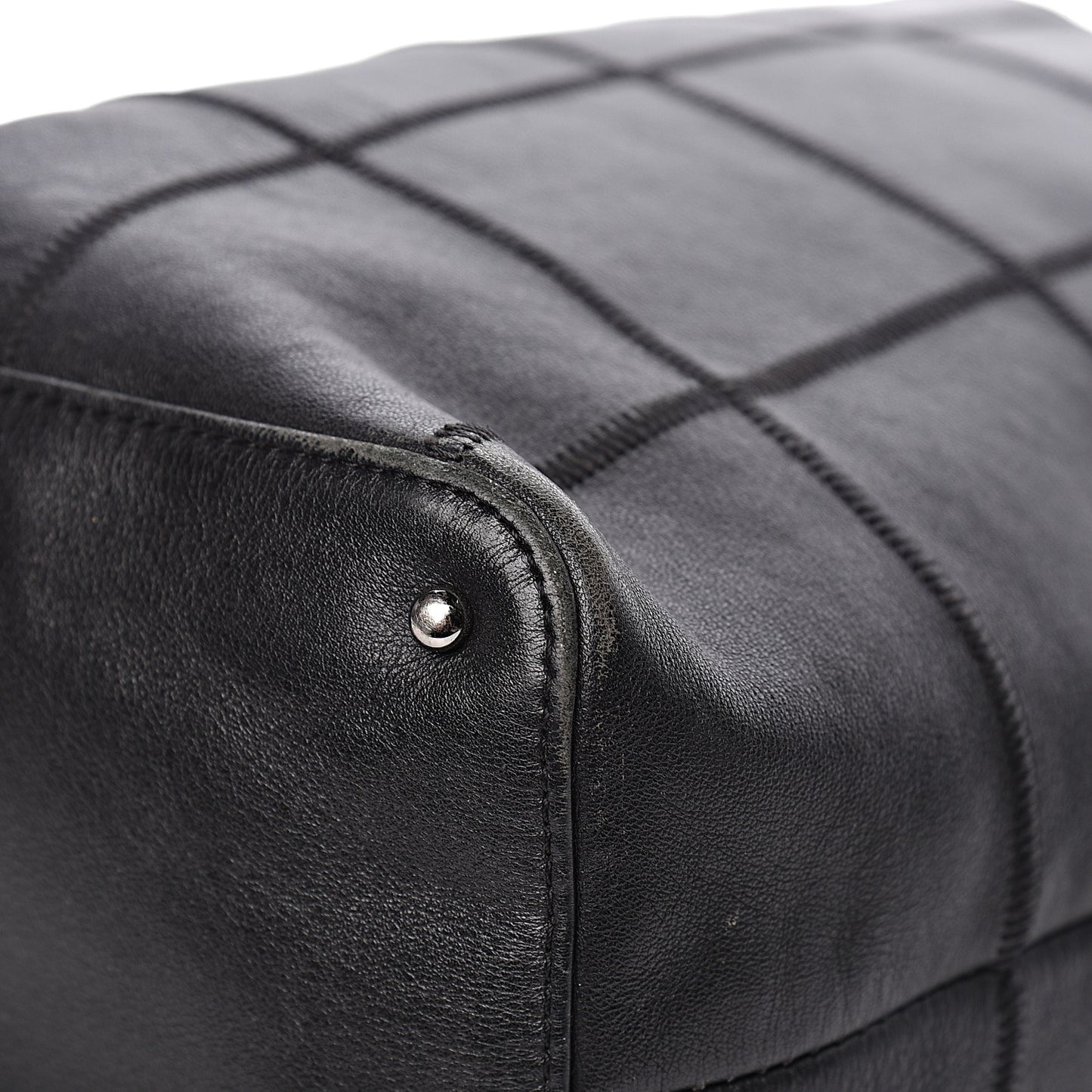 Calfskin Square Stitched Tassel Bag Black