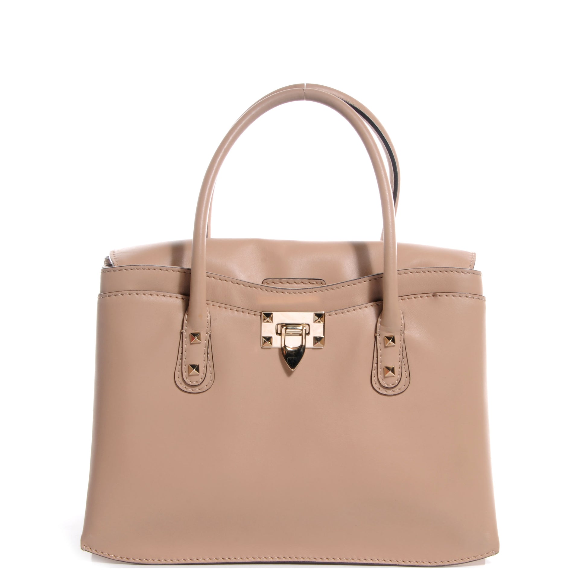 Valentino Garavani Calfskin Medium Rockstud Top Handle Tote Nude 1 of 8