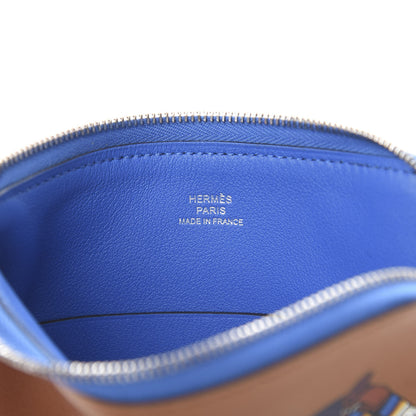 Hermes Swift Couverture Nouvelle Carre Pocket Pouch Gold Bleu Encre 6 of 8