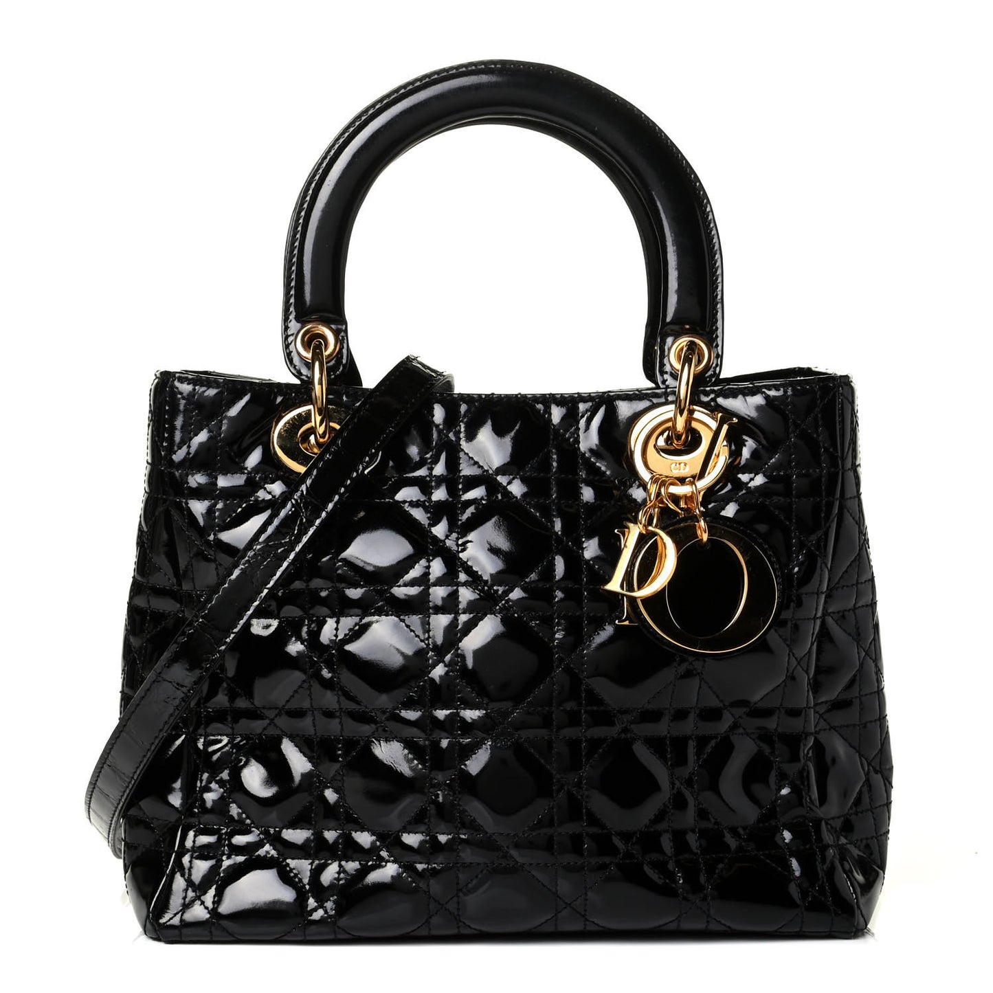 Patent Cannage Medium Lady Dior Black