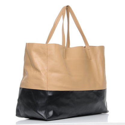 Celine Lambskin Horizontal Bi-Cabas Nude Black 3 of 7
