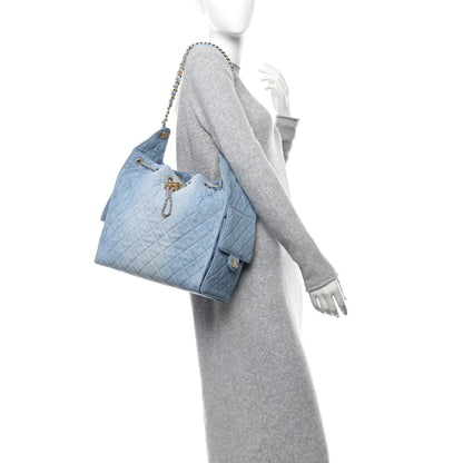 Chanel Washed Denim Quilted Medium Chanel 25 Handbag Blue 2 of 11