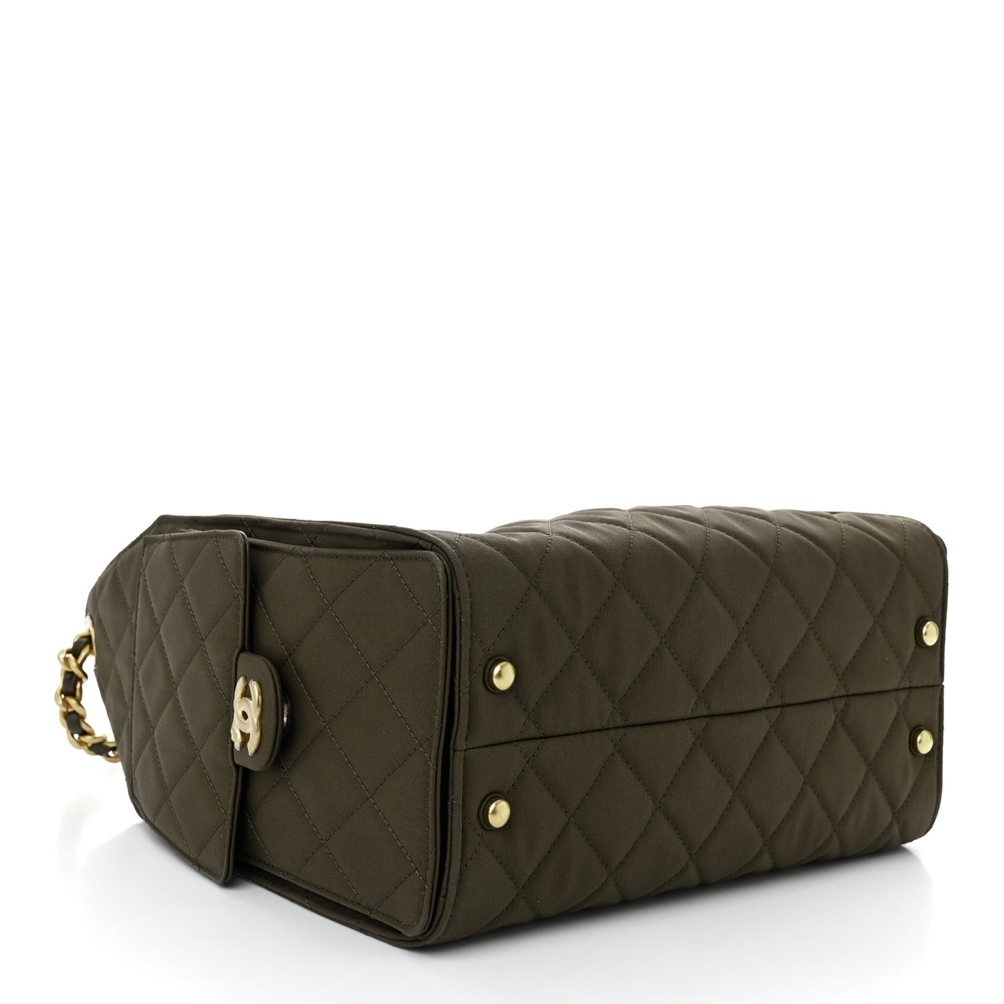 Canvas Quilted Small Chanel 25 Handbag Khaki