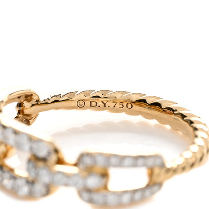 David Yurman 18K Yellow Gold Diamond 7mm Stax Single Row Chain Link Ring 57 8 3 of 3