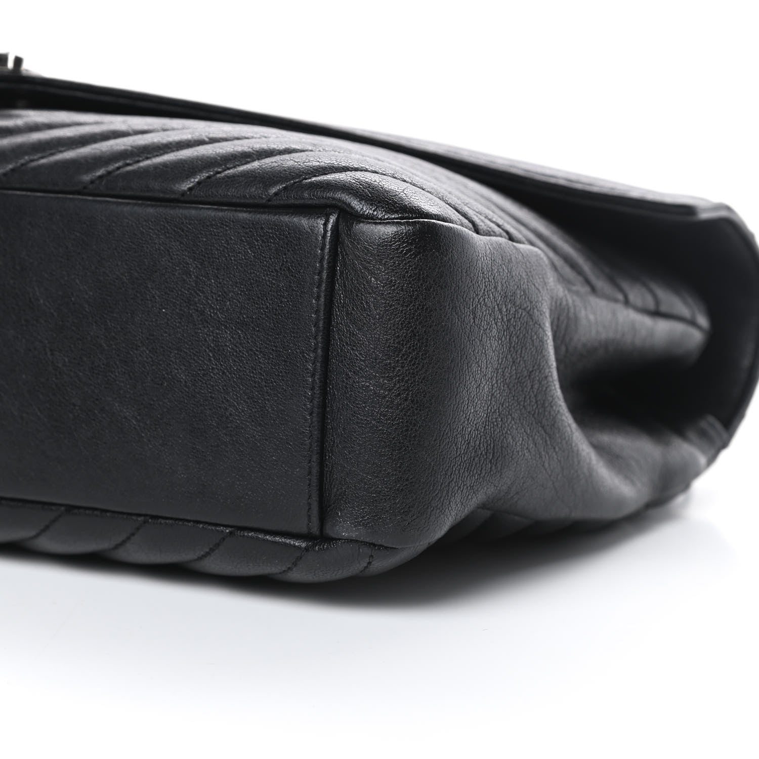 Saint Laurent Sheepskin Matelasse Chevron Monogram Large College Satchel Black 10 of 13