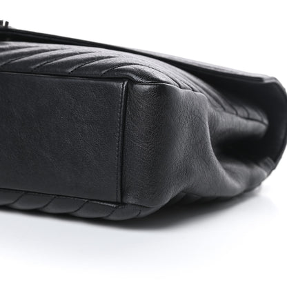 Saint Laurent Sheepskin Matelasse Chevron Monogram Large College Satchel Black 10 of 13