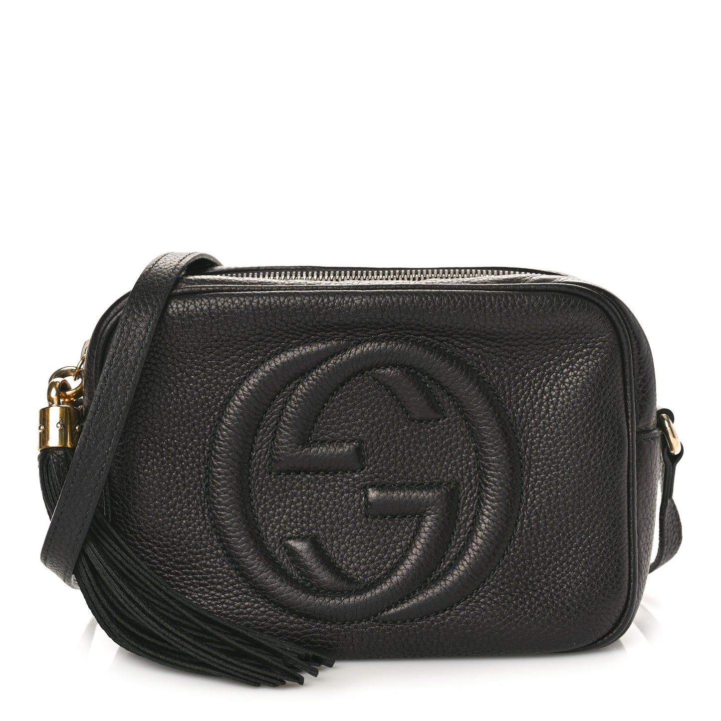 Pebbled Calfskin Small Soho Disco Bag Black