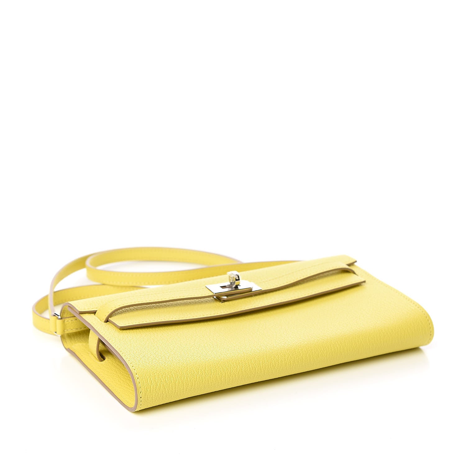 Hermes Chevre Mysore Kelly Wallet To Go Lime 4 of 10