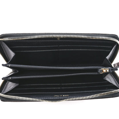 Chanel Calfskin Crocodile Embossed Mademoiselle Gabrielle Zip Wallet Black Gold 5 of 12