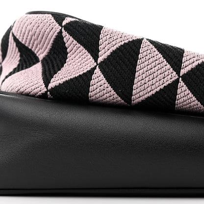 Prada Jacquard Calfskin Triangolo Symbole Embroidered Mini Triangle Double Bag Black Alabastro 11 of 11