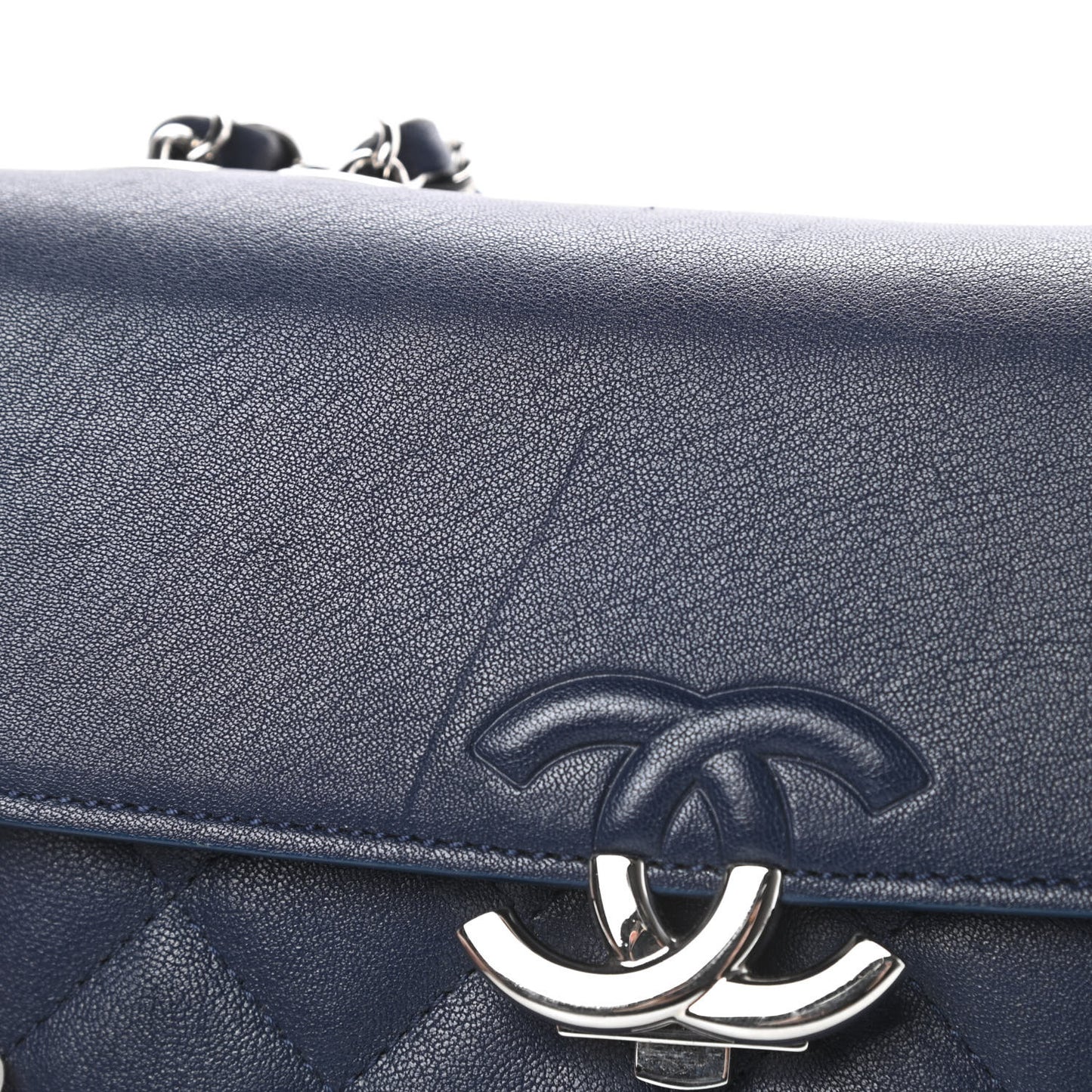 Goatskin Quilted Small CC Box Flap Navy