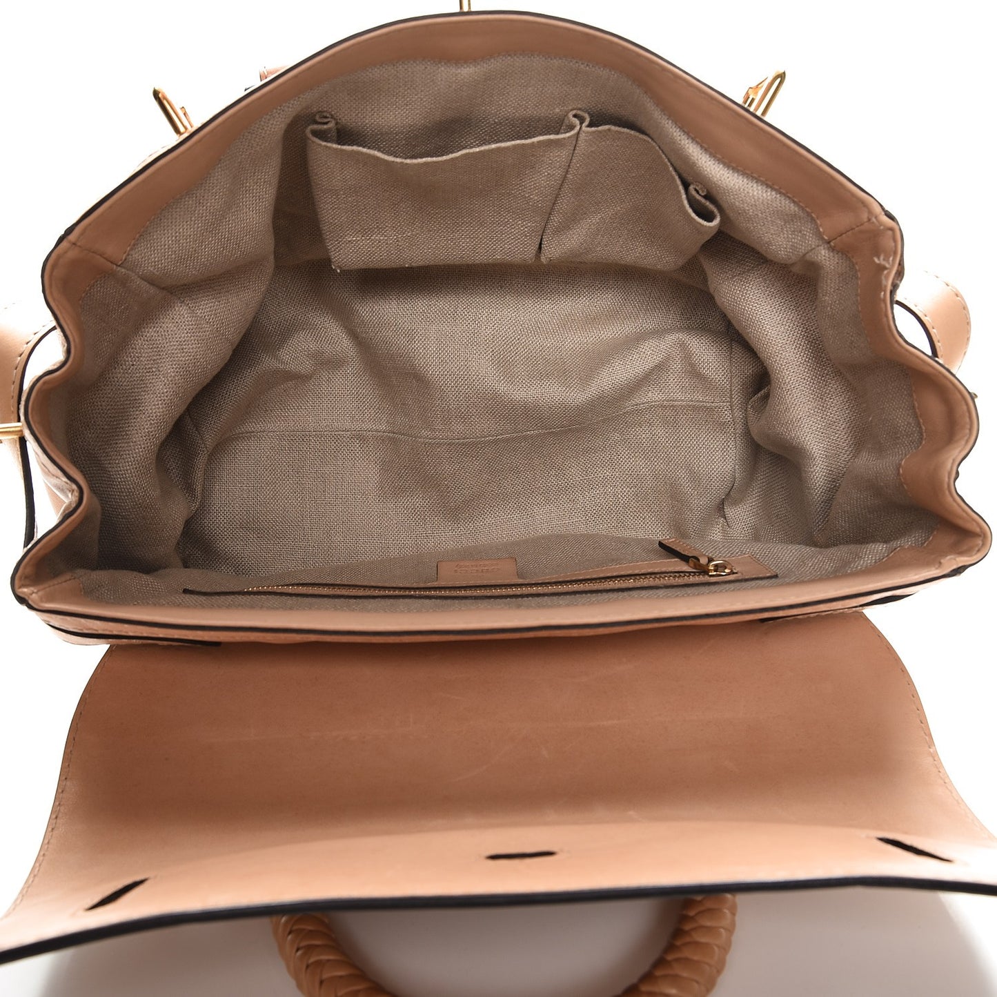 Calfskin Handmade Medium Top Handle Bag Taupe