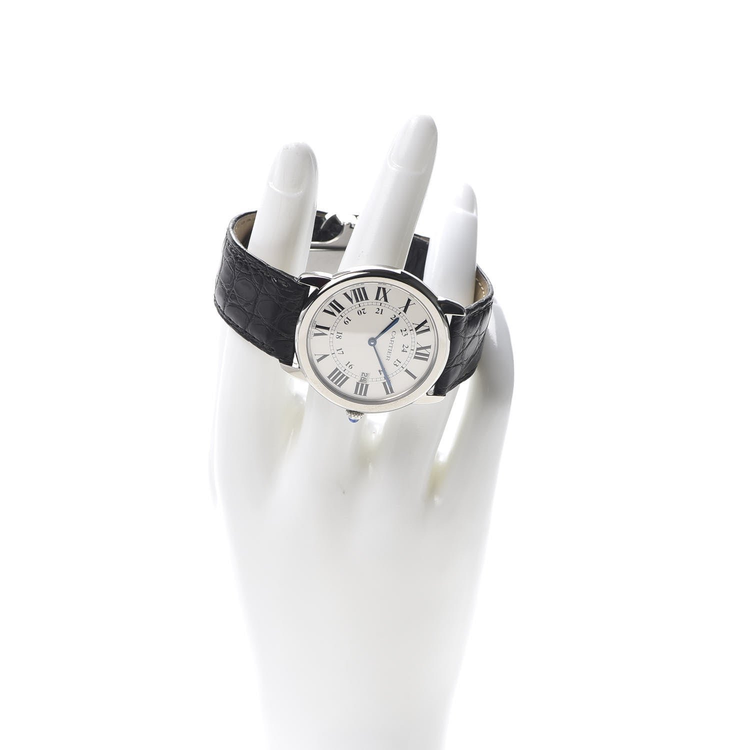 Cartier Stainless Steel Alligator 36mm Ronde Solo Quartz Watch 2 of 9