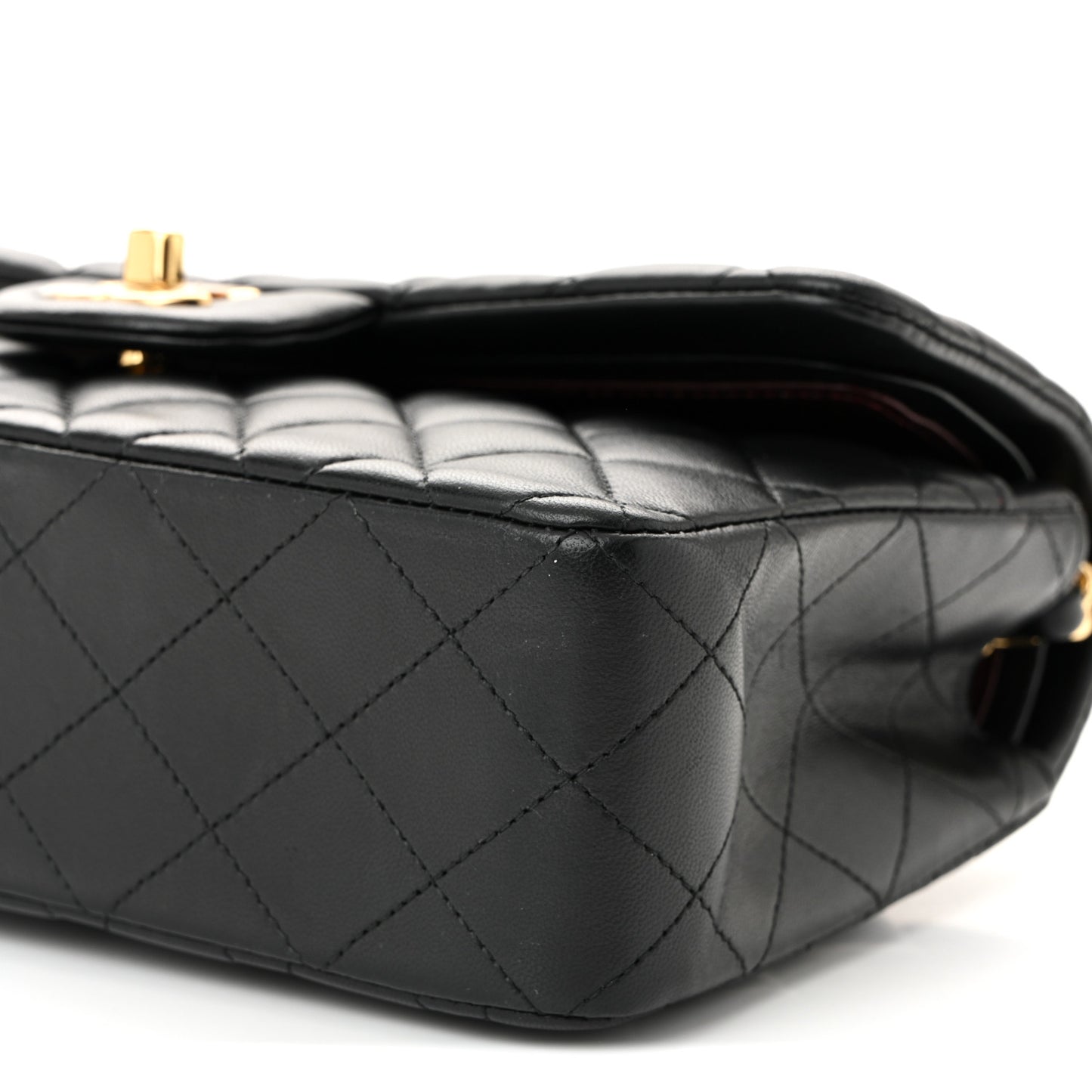 Lambskin Quilted Small Double Flap Black