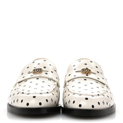 Chanel Printed Calfskin CC Dots Moccasin Loafers 36 Ivory Black 3 of 10